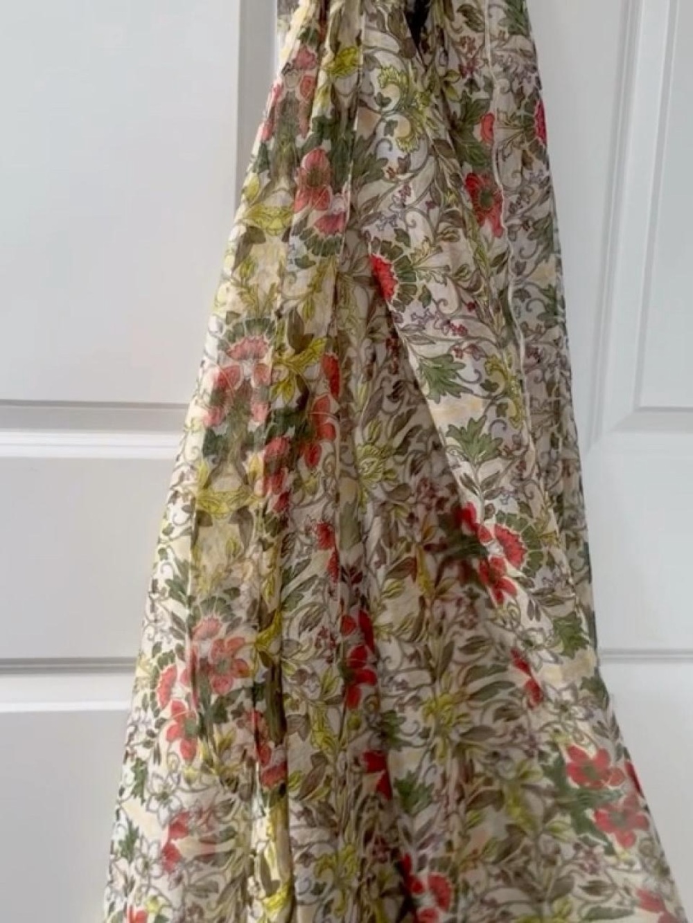 Joyfolie Floral Deep-V Maxi Dress in Olive and Rose - Picture 6 of 6